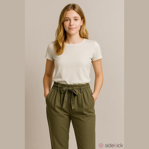 H&M LOGG Olive Green Pleated Drawstring Pants Size 10